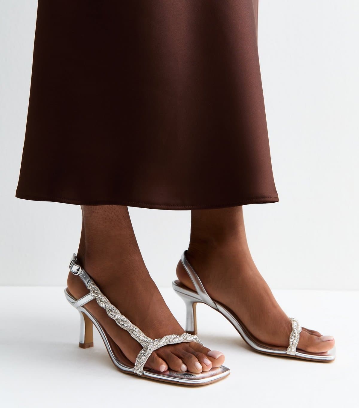 New Look New Look Silver Faux Leather Stiletto Sandals
