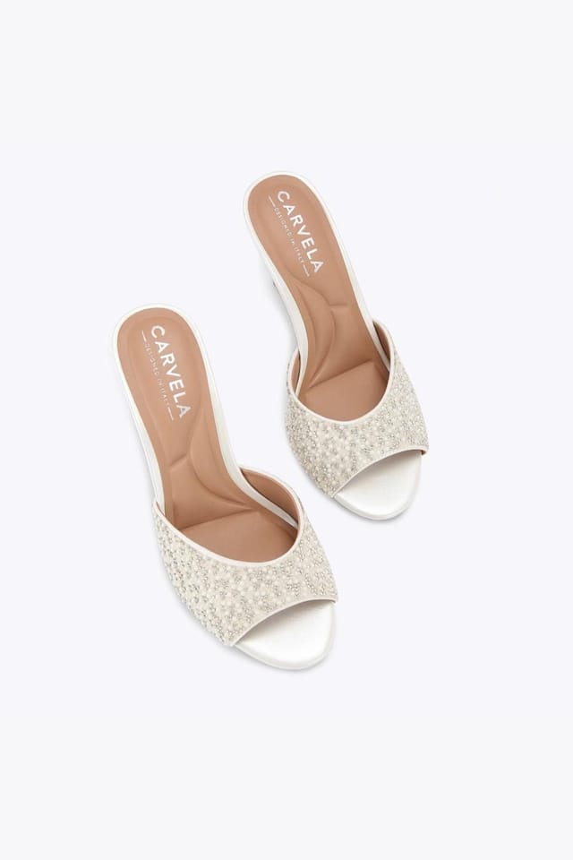 Carvela Carvela Women's 'Silvia Mule' Fabric Heels in White - 2