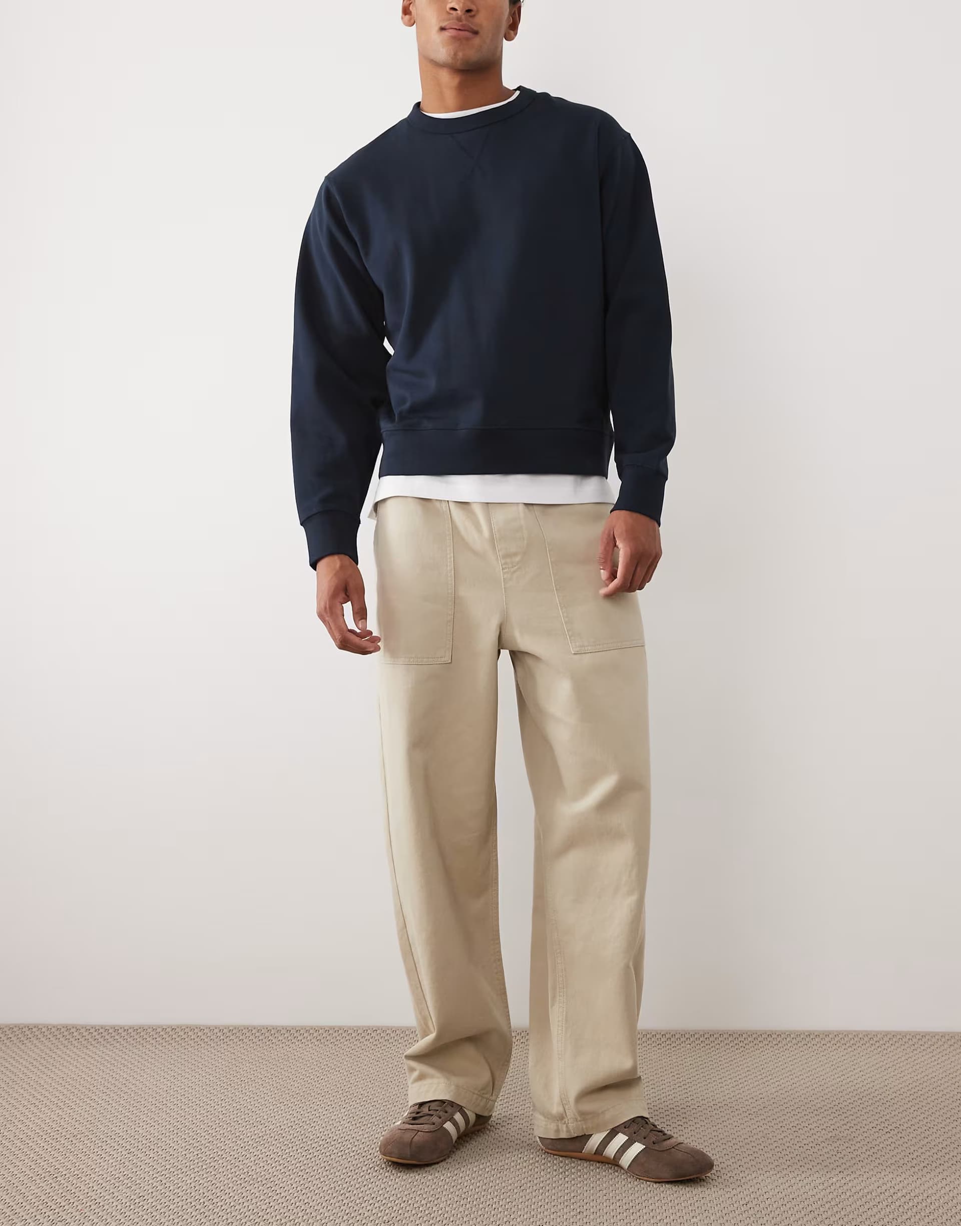 ASOS ASOS Loose Straight Trousers in Stone