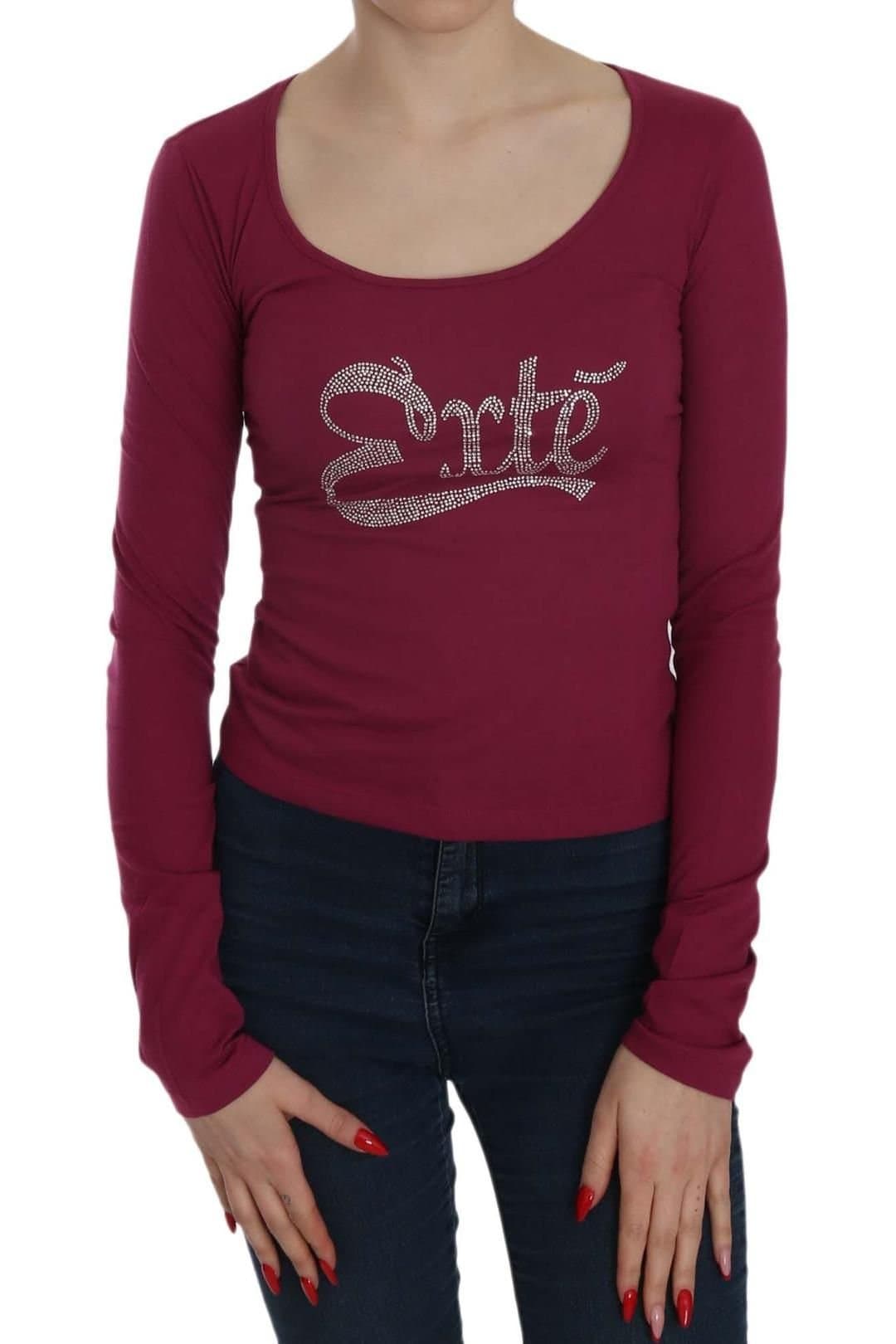 Exte Exte Women's Crystal Embellished Long Sleeve Casual Top in Red