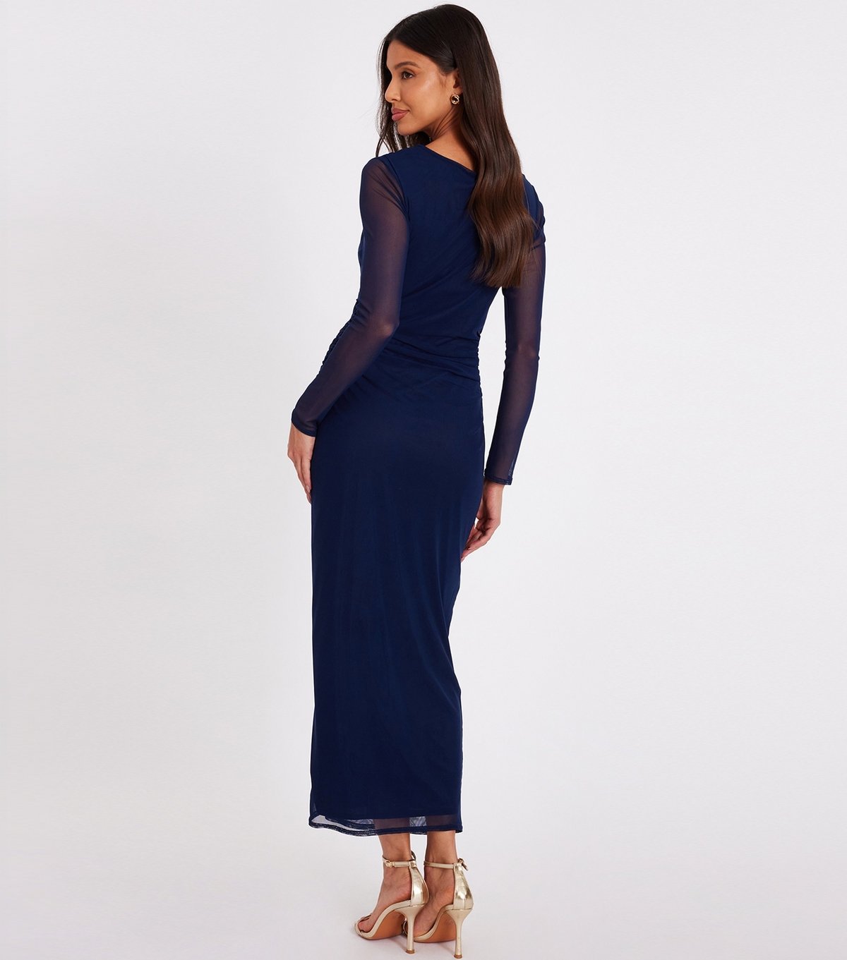 Quiz Women's Navy Draped Buckle Detail Maxi Dress Quiz New Look - 3