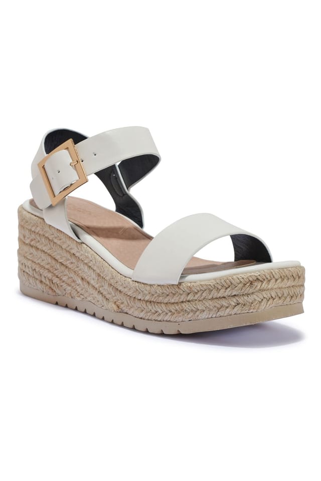 Truffle Collection Truffle Collection Women's Wedge Sandals Buckle Polyurethane Heeled Summer Shoes in White - 3