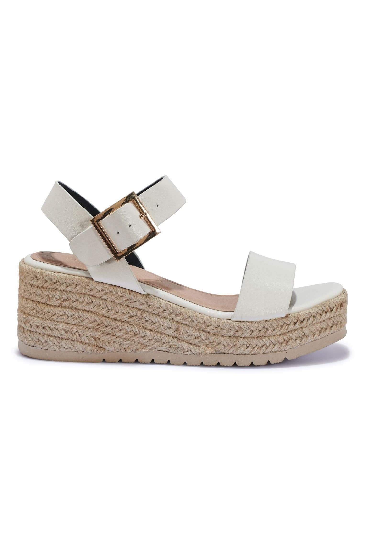 Truffle Collection Truffle Collection Women's Wedge Sandals Buckle Polyurethane Heeled Summer Shoes in White - 4