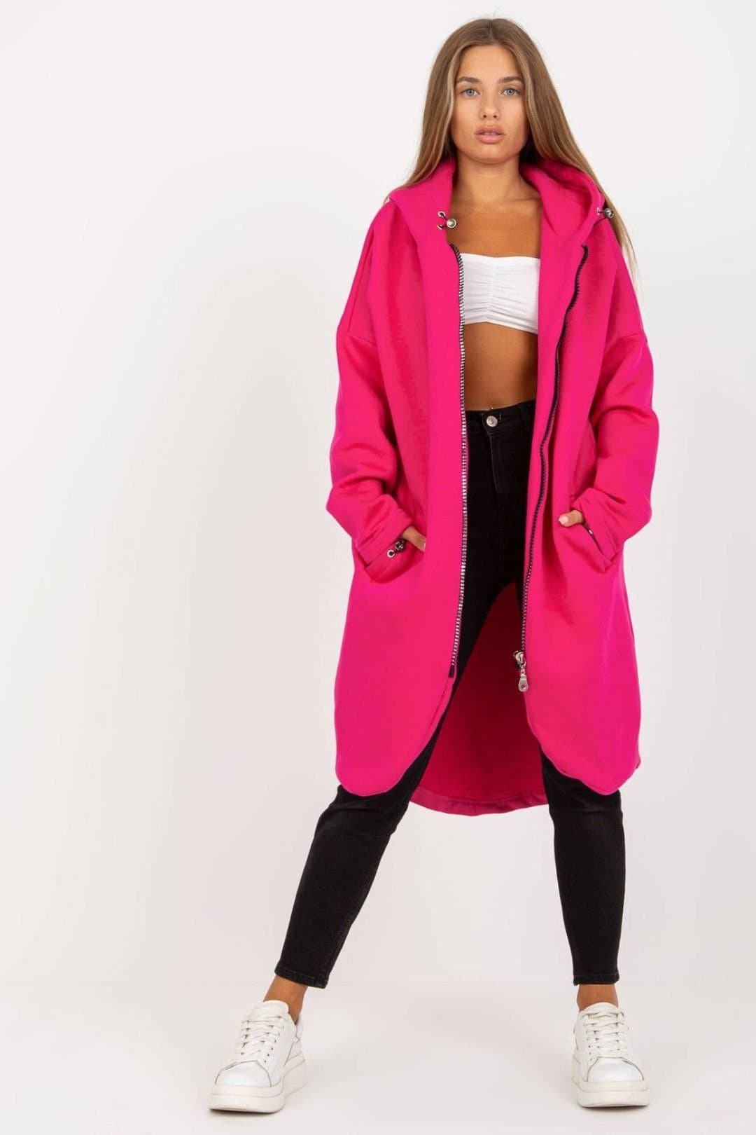 Love Lace Love Lace Fuchsia Hooded Zip Front Extended Sweatshirt