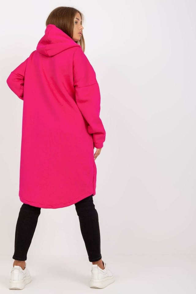 Love Lace Love Lace Women's Hooded Zip Front Extended Sweatshirt in Fuchsia - 2