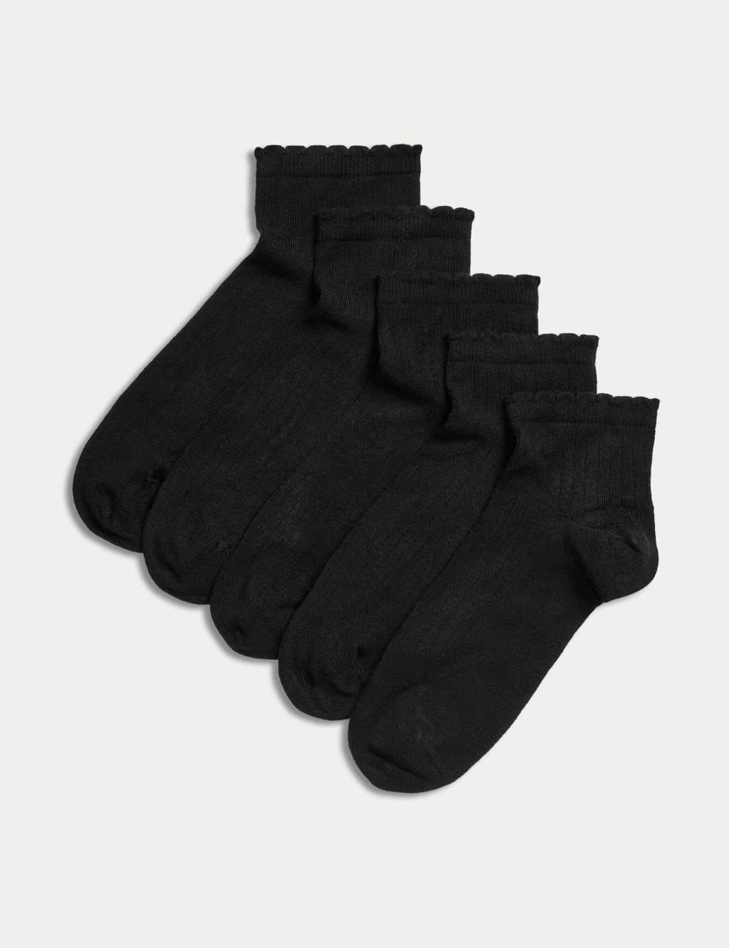 Marks & Spencer M&S 5pk Seamless Toes Anklets Black