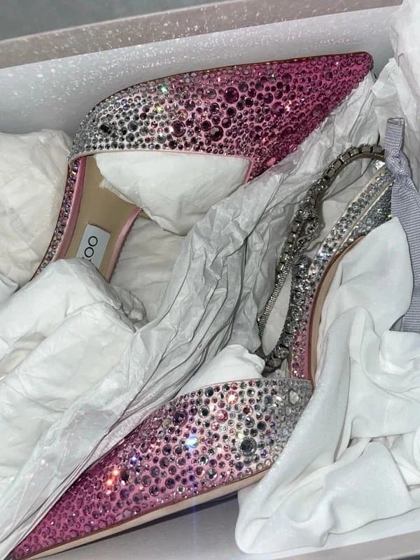 Jimmy Choo Jimmy Choo 'Saeda' Pumps In A Crystal-embellished Pink Ombre Size UK 7 EU 40