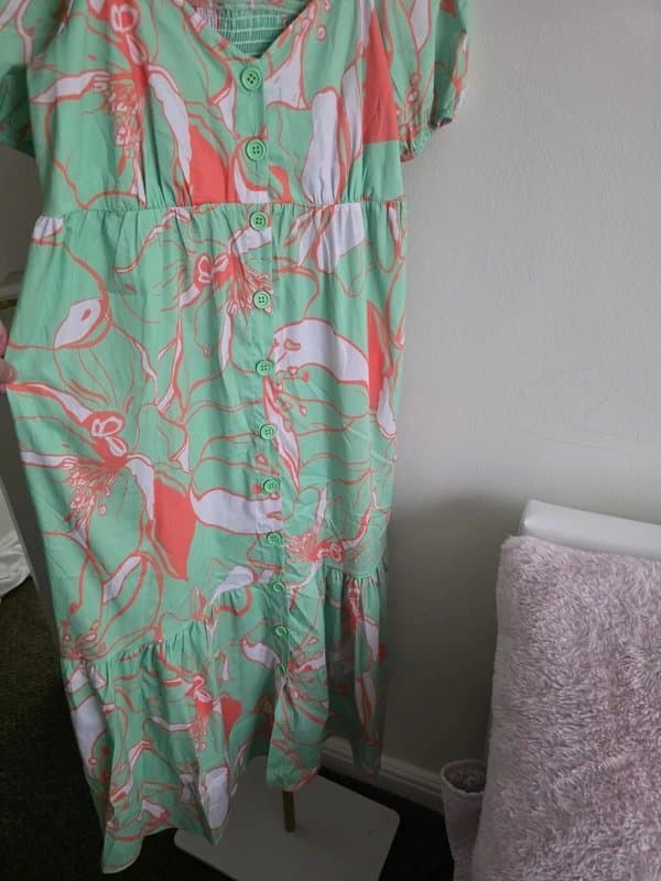 ASOS Beautiful lime green and organic ballon sleeve maxi dress size L