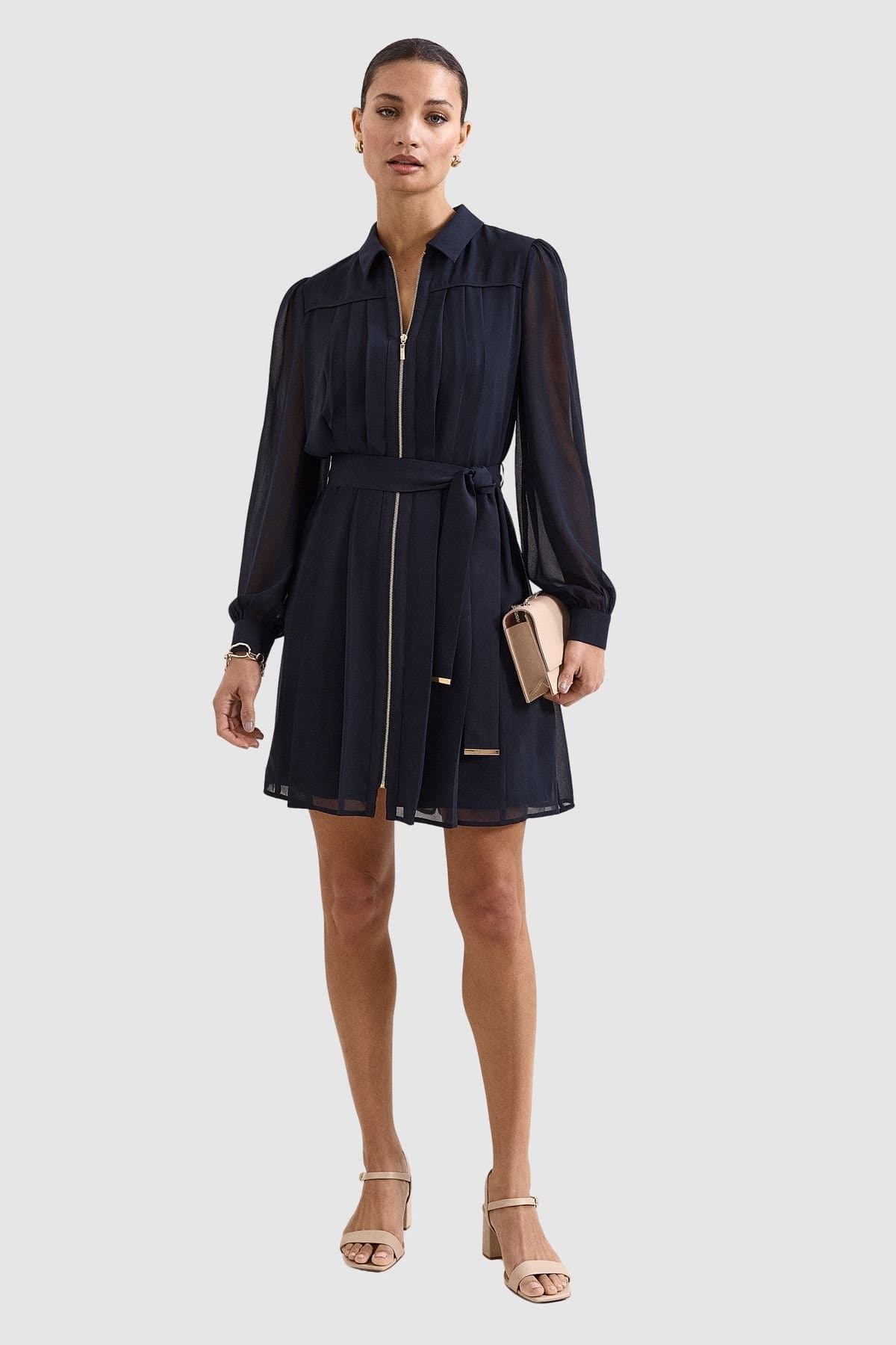 Phase Eight Phase Eight Women's Lottie Zip Shirt Mini Dress in Dark Navy