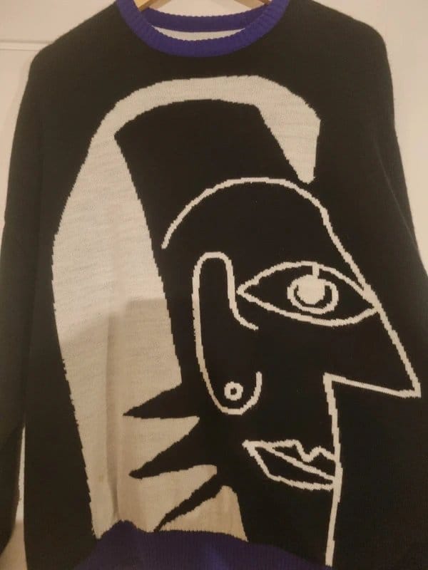 ASOS Design ASOS Knitted Abstract Face Jumper Size Large - Picasso - Funky - 1