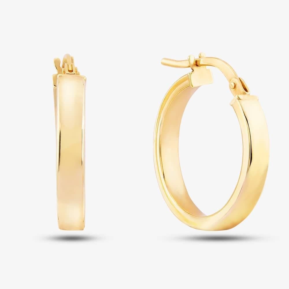 T.H.Baker T.H.Baker Women's 9ct Yellow Gold Plain Flat Hoop Earrings 1.51.0889