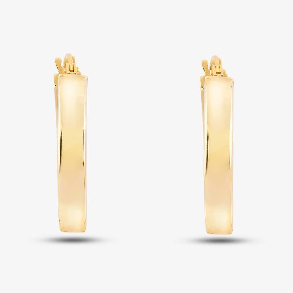 T.H.Baker T.H.Baker Women's 9ct Yellow Gold Plain Flat Hoop Earrings 1.51.0889 - 3