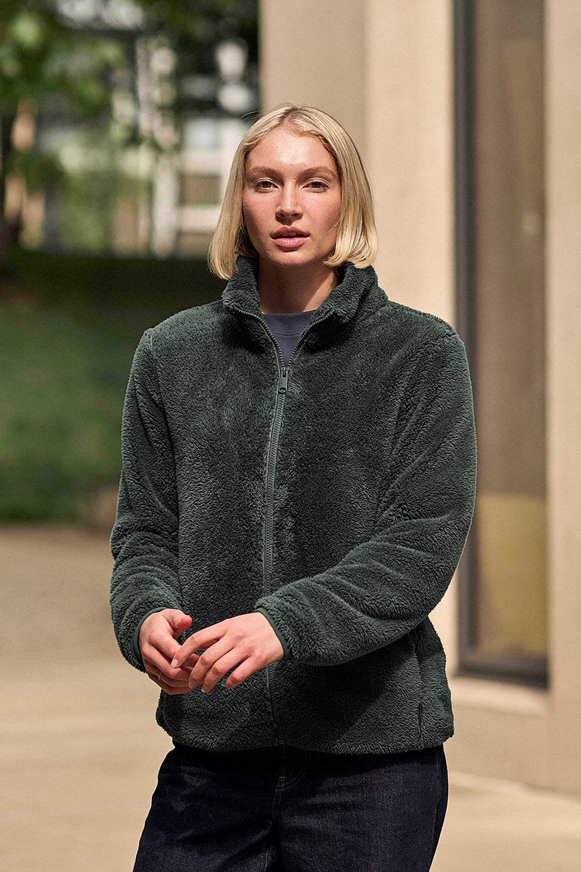 Animal Animal Women's 'Teddy' Warm Comfortable Soft Outdoor Casual Full Zip Fleece Jumper in Dark Green