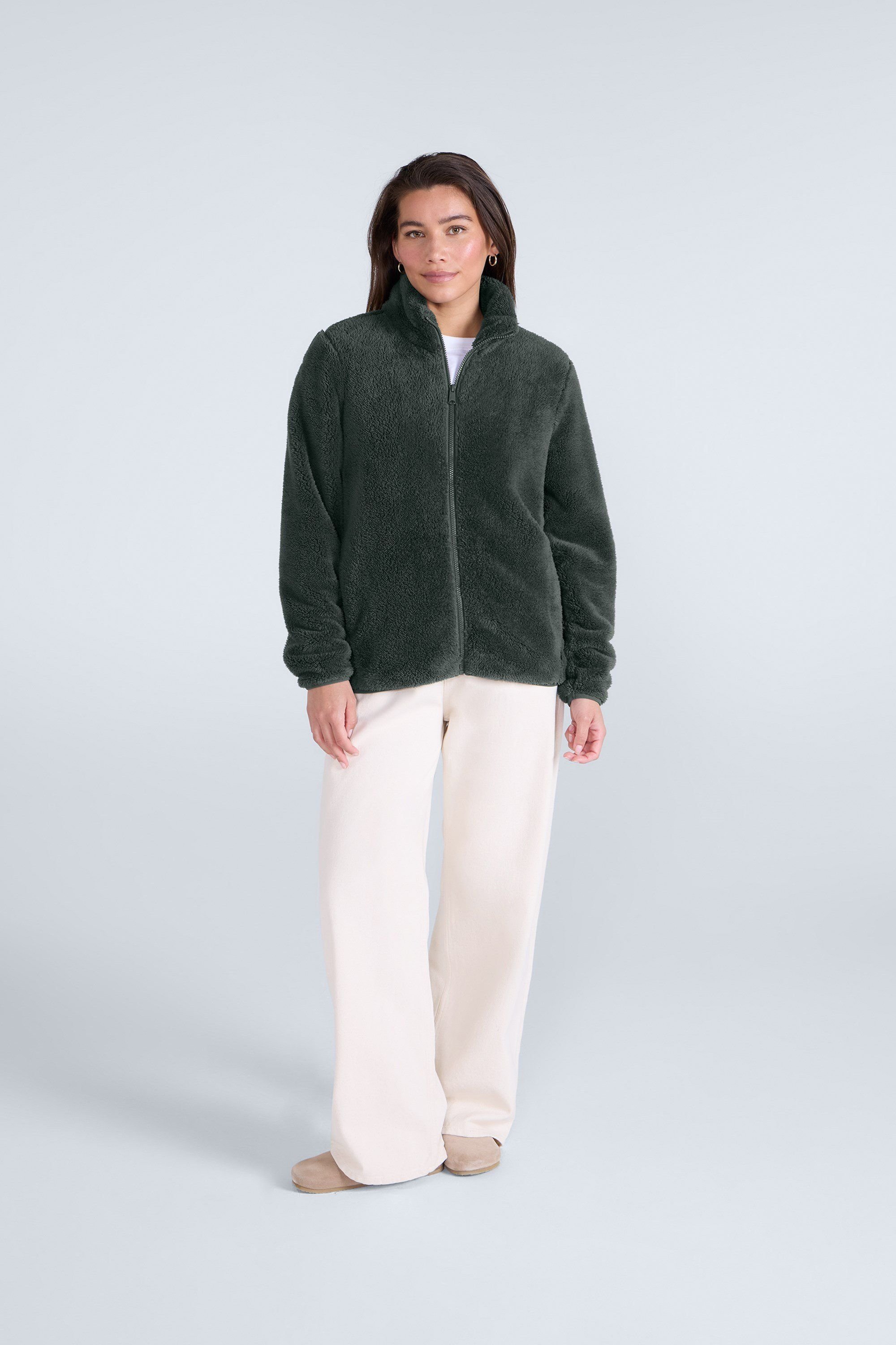 Animal Animal Women's 'Teddy' Warm Comfortable Soft Outdoor Casual Full Zip Fleece Jumper in Dark Green - 3