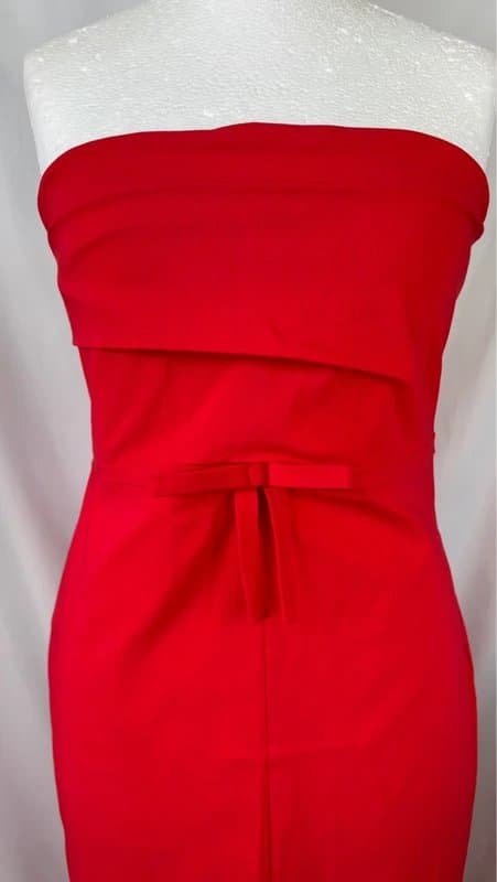ASOS Design UK 14 ASOS Design Red Bandeau Bow Waist Midi Dress Strapless Occasion Holiday Glam