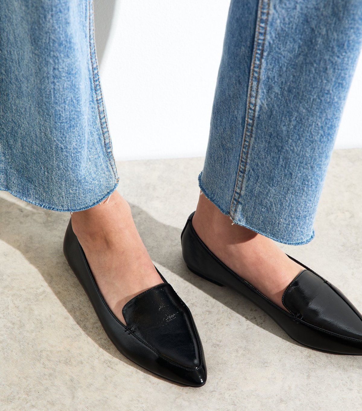 New Look Women's Black Faux Leather Pointed Toe Loafers Vegan New Look - 2