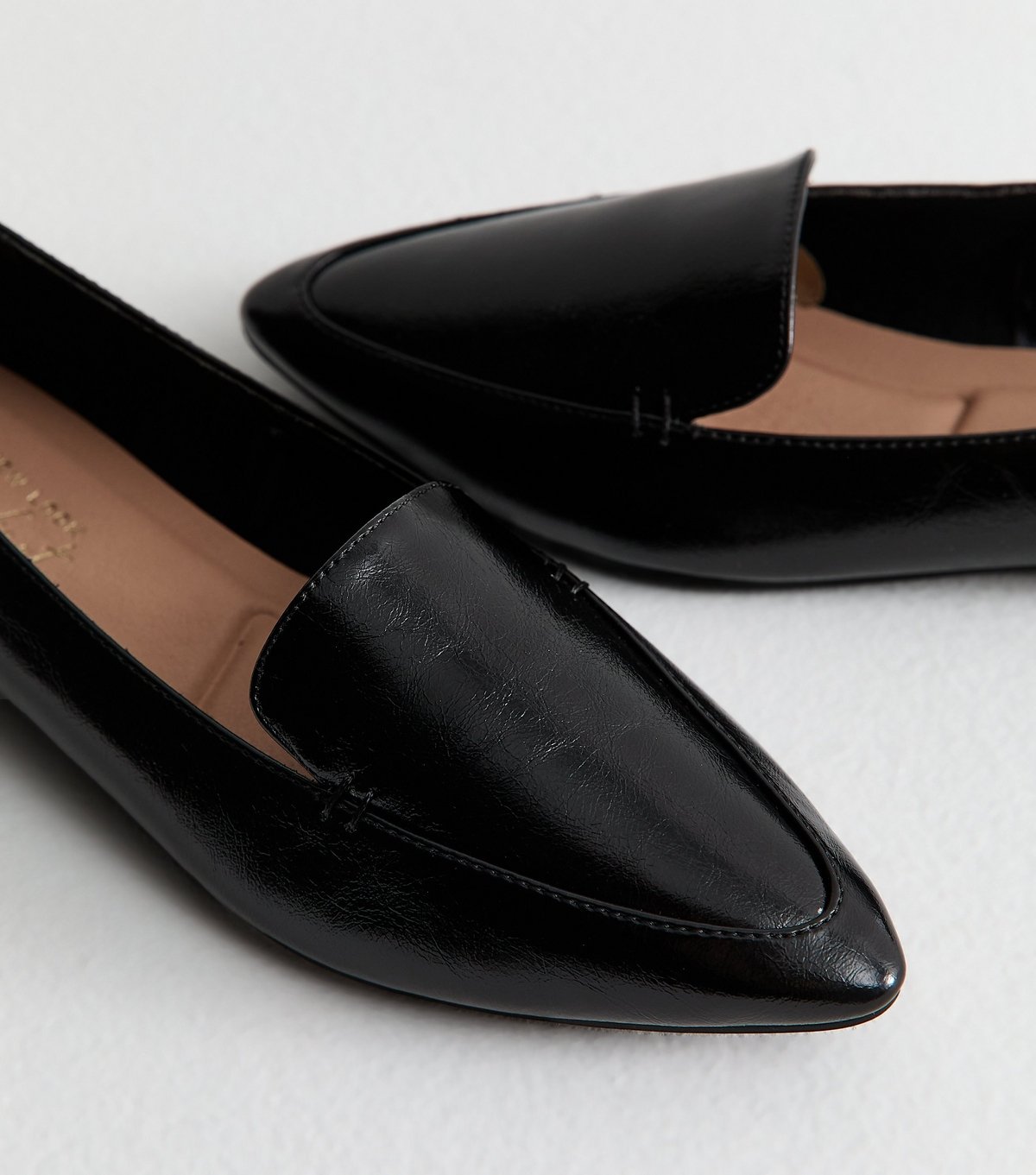 New Look Women's Black Faux Leather Pointed Toe Loafers Vegan New Look - 3