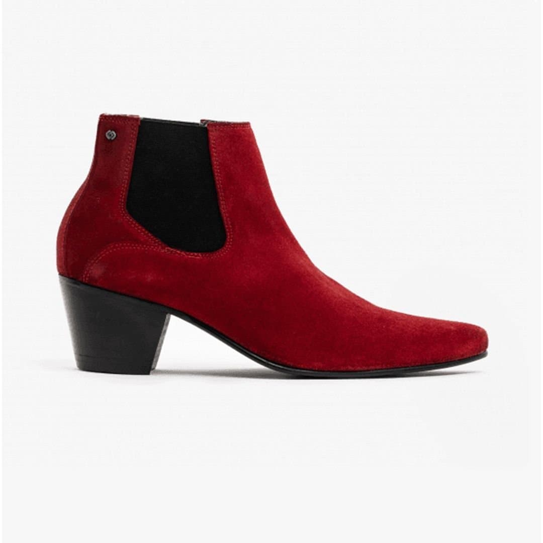 Club Cubano Club Cubano Men's Mccartney Pull On Cuban Heel Ankle Boots in Red