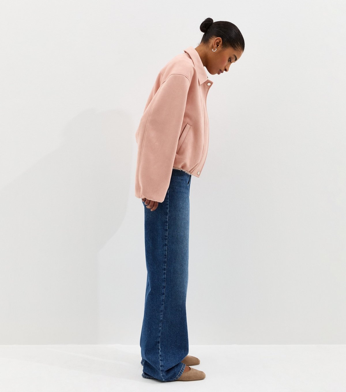 New Look Women's Light Pink Faux Suede Bubble Hem Jacket New Look - 3