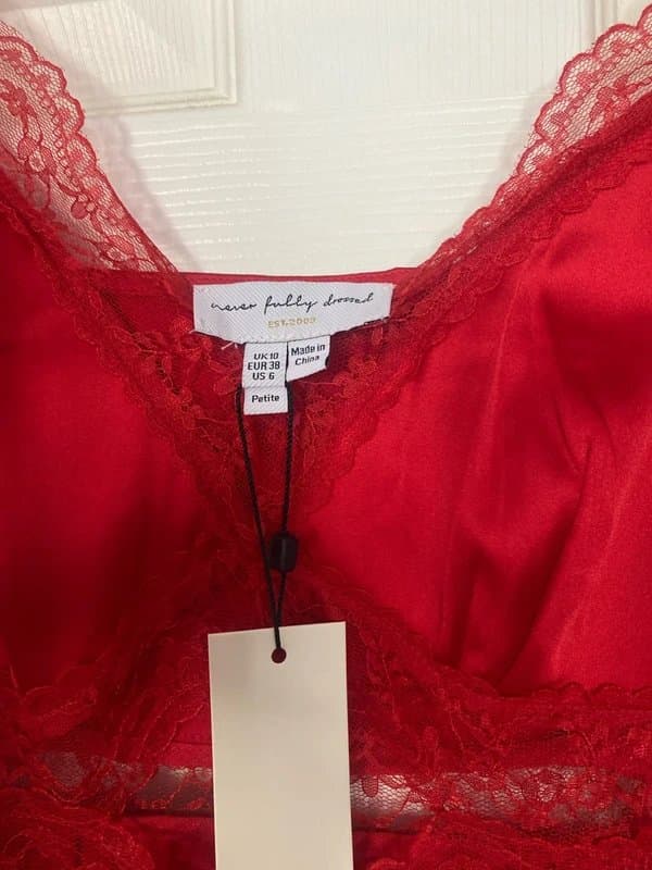 Never Fully Dressed Never Fully Dressed Red Lace Mimi Slip Dress