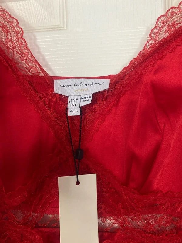Never Fully Dressed Red Lace Mimi Slip Dress