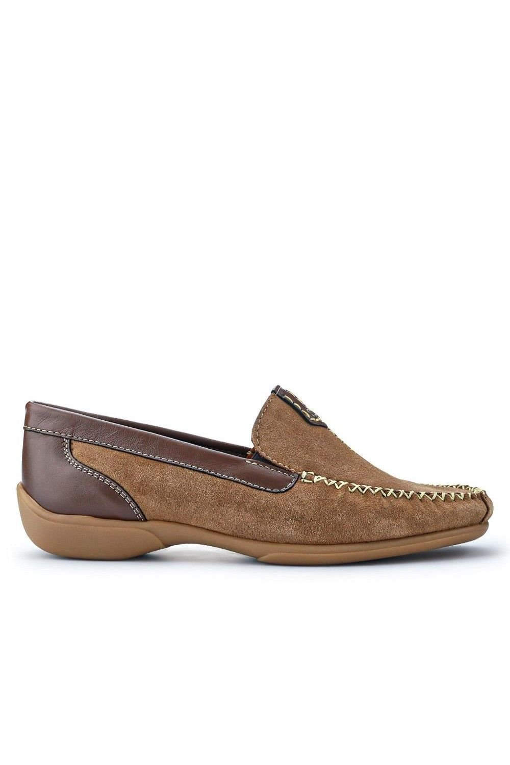 Pavers Pavers Women's Leather Moccasins in Beige - 2