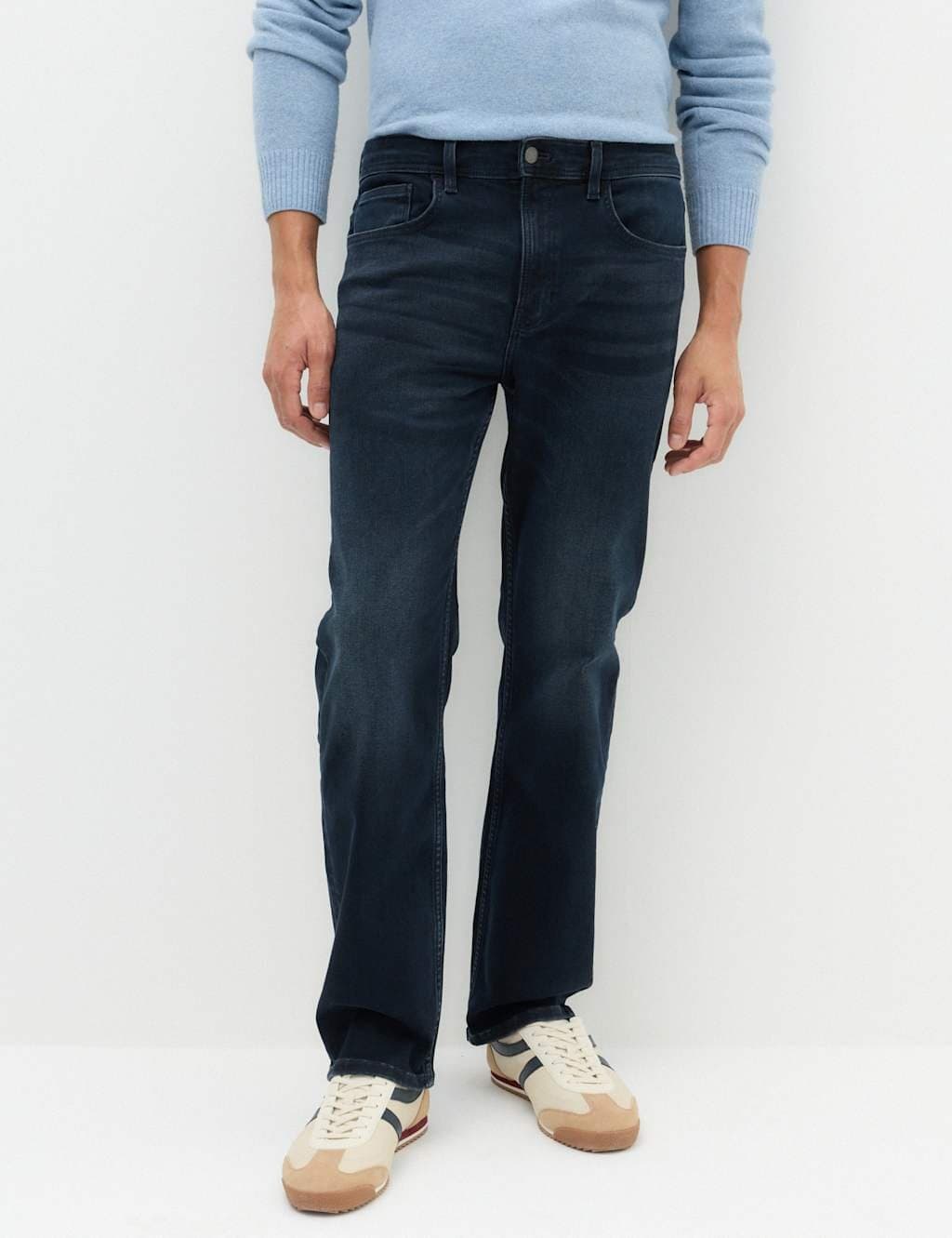 Marks & Spencer M&S Straight Fit Textured Comfort Stretch Jeans Blue/Black