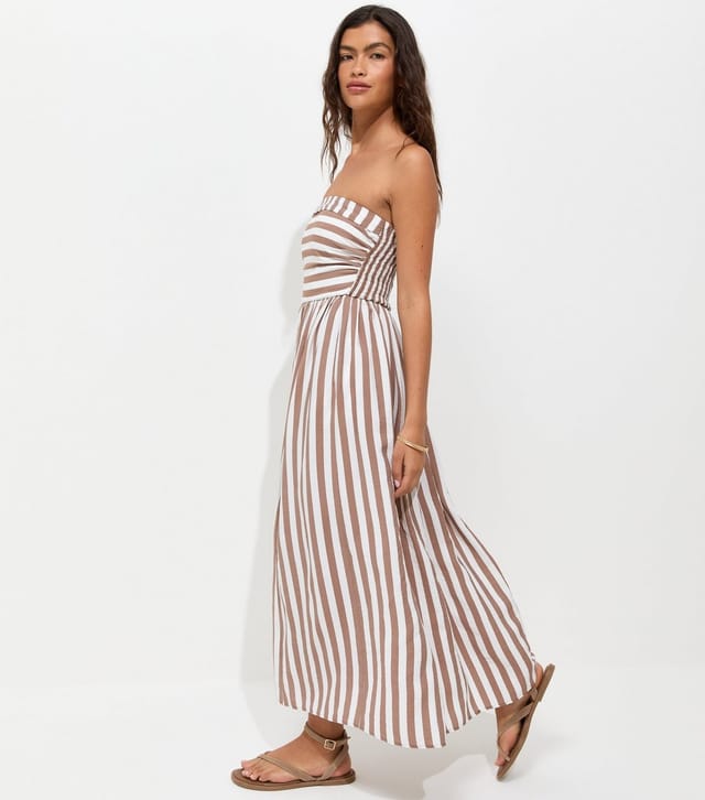 New Look Women's Brown Striped Bandeau Midi Dress New Look - 3