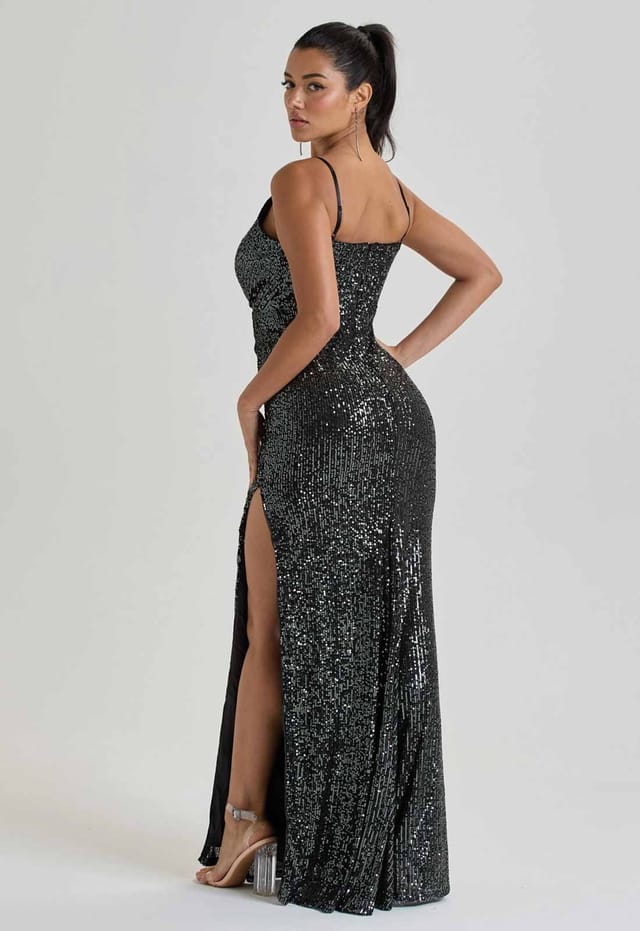 Little Black Dress Little Black Dress Women's LBD Collection Burgundy Hollywood Sequin Dress in Grey - 2
