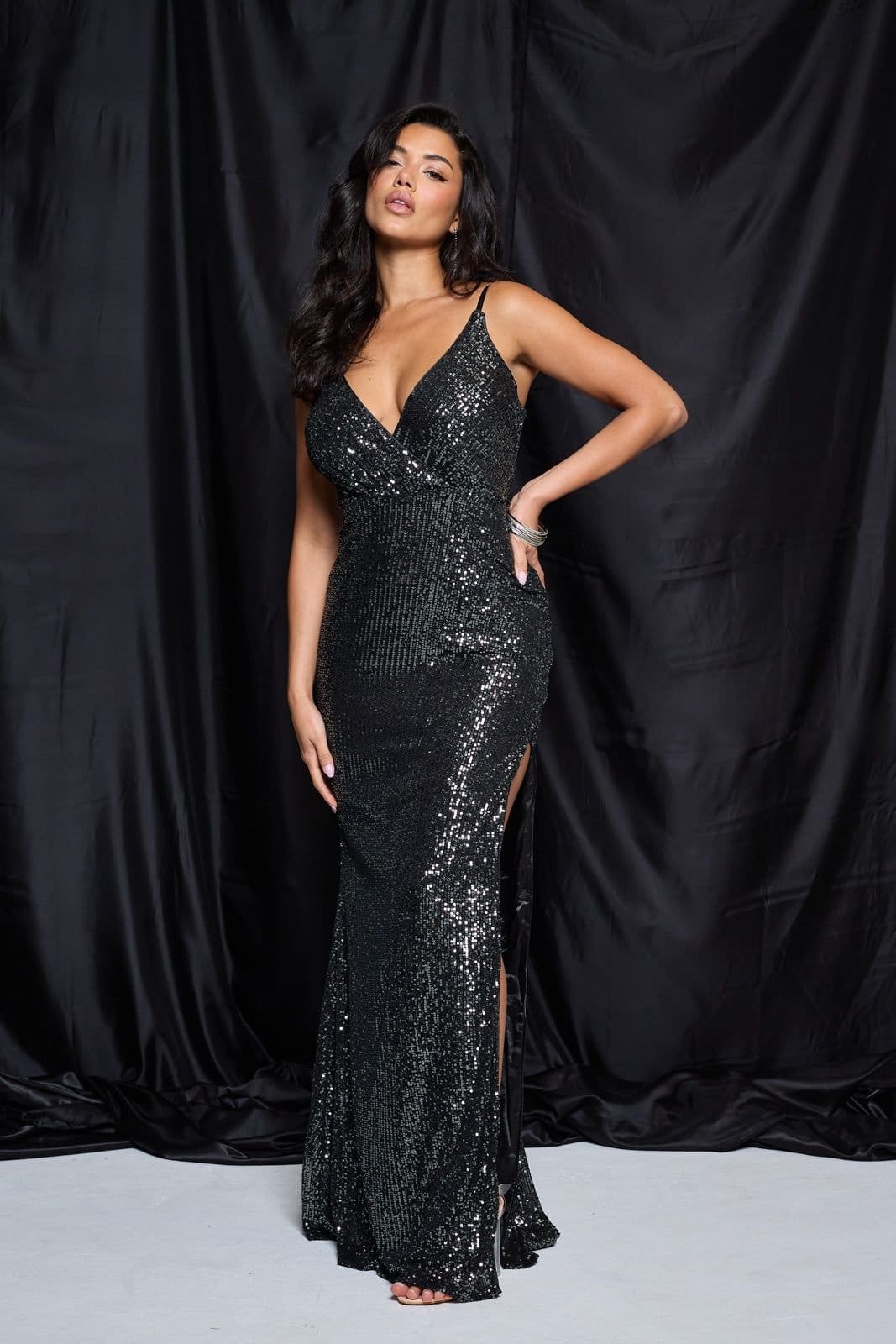 Little Black Dress Little Black Dress Women's LBD Collection Burgundy Hollywood Sequin Dress in Grey - 4