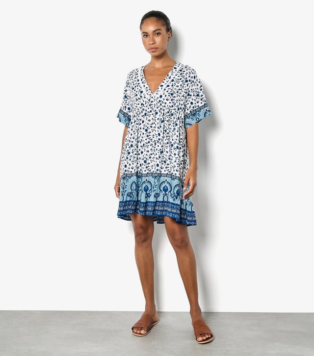 Apricot Women's Blue Floral Border Print Mini Dress Apricot New Look - 2