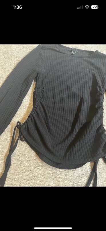 New Look New Look black ribbed side tie up long sleeve top size 8