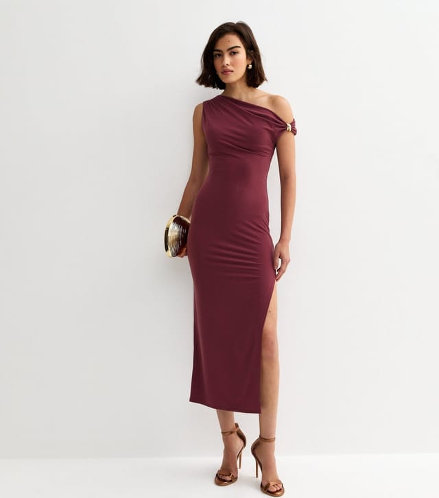 New Look Women's Burgundy Jersey Off The Shoulder Midi Dress New Look - 3