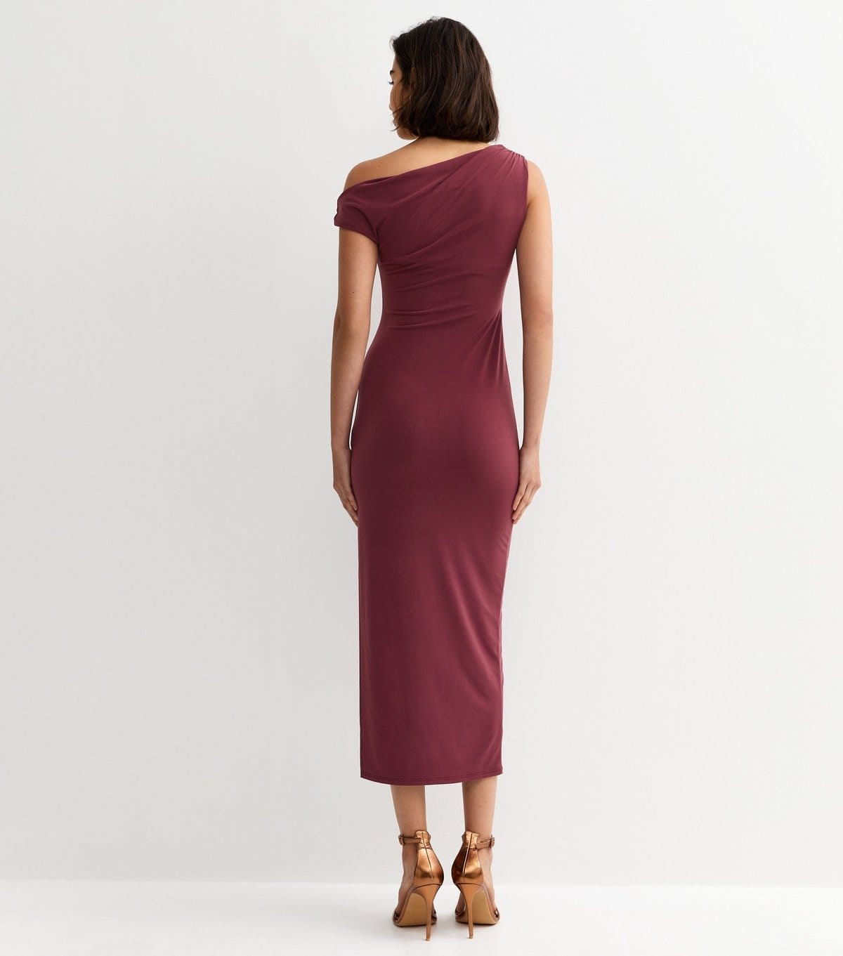 New Look Women's Burgundy Jersey Off The Shoulder Midi Dress New Look - 4