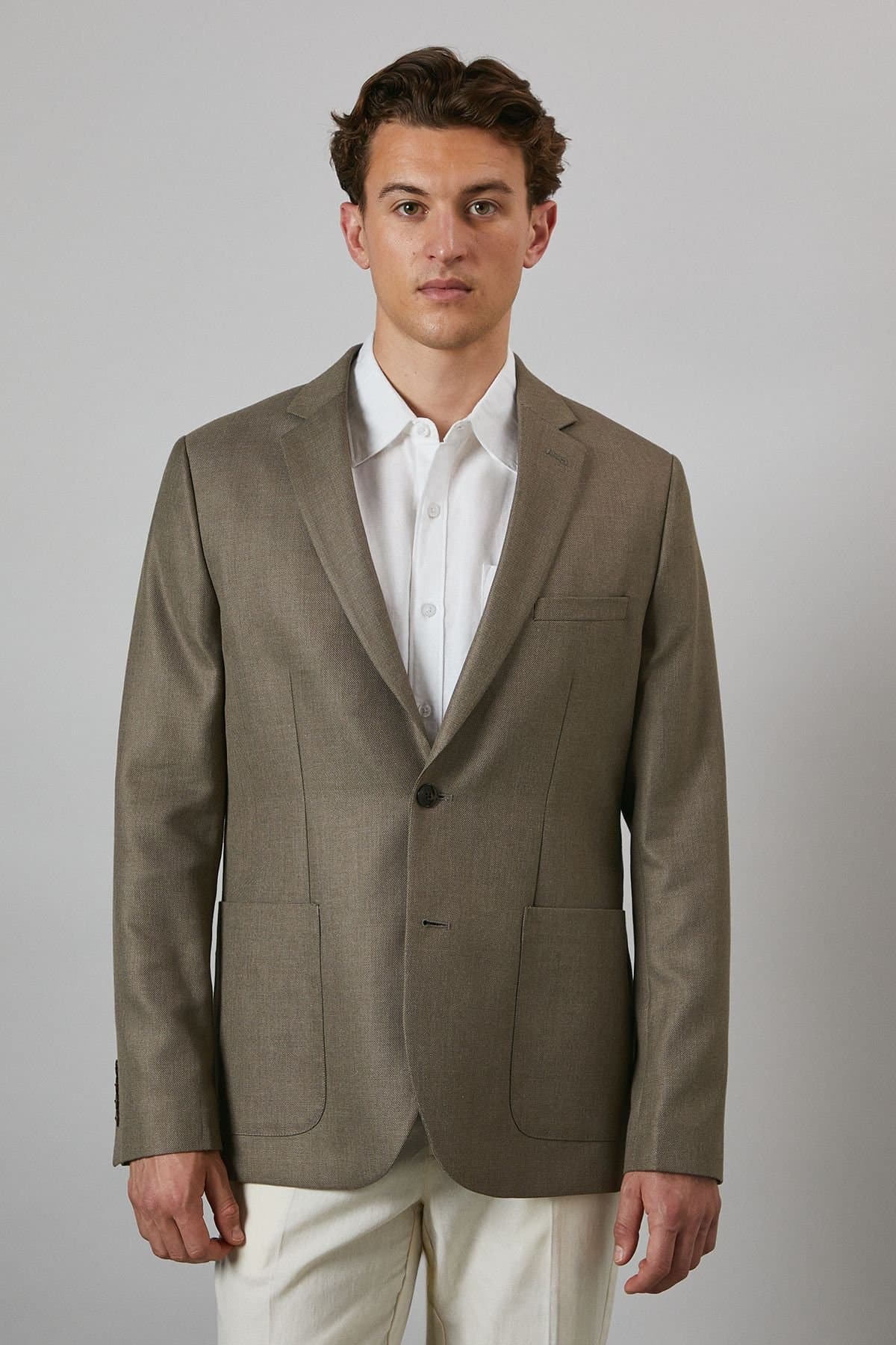 Maine Maine Men's Brown Slim Fit Patch Pocket Blazer