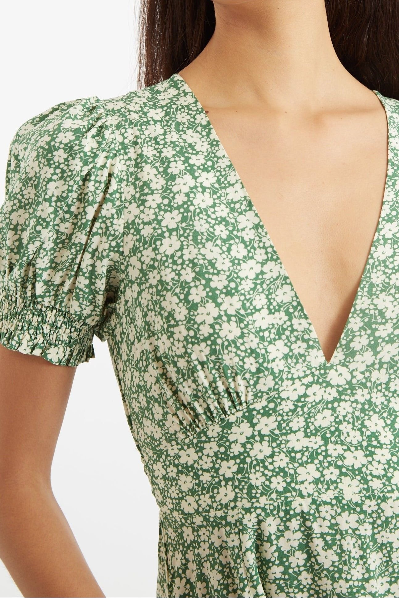 Louche Louche Women's Merle Periwinkle V-Neck Mini Dress in Green - 4