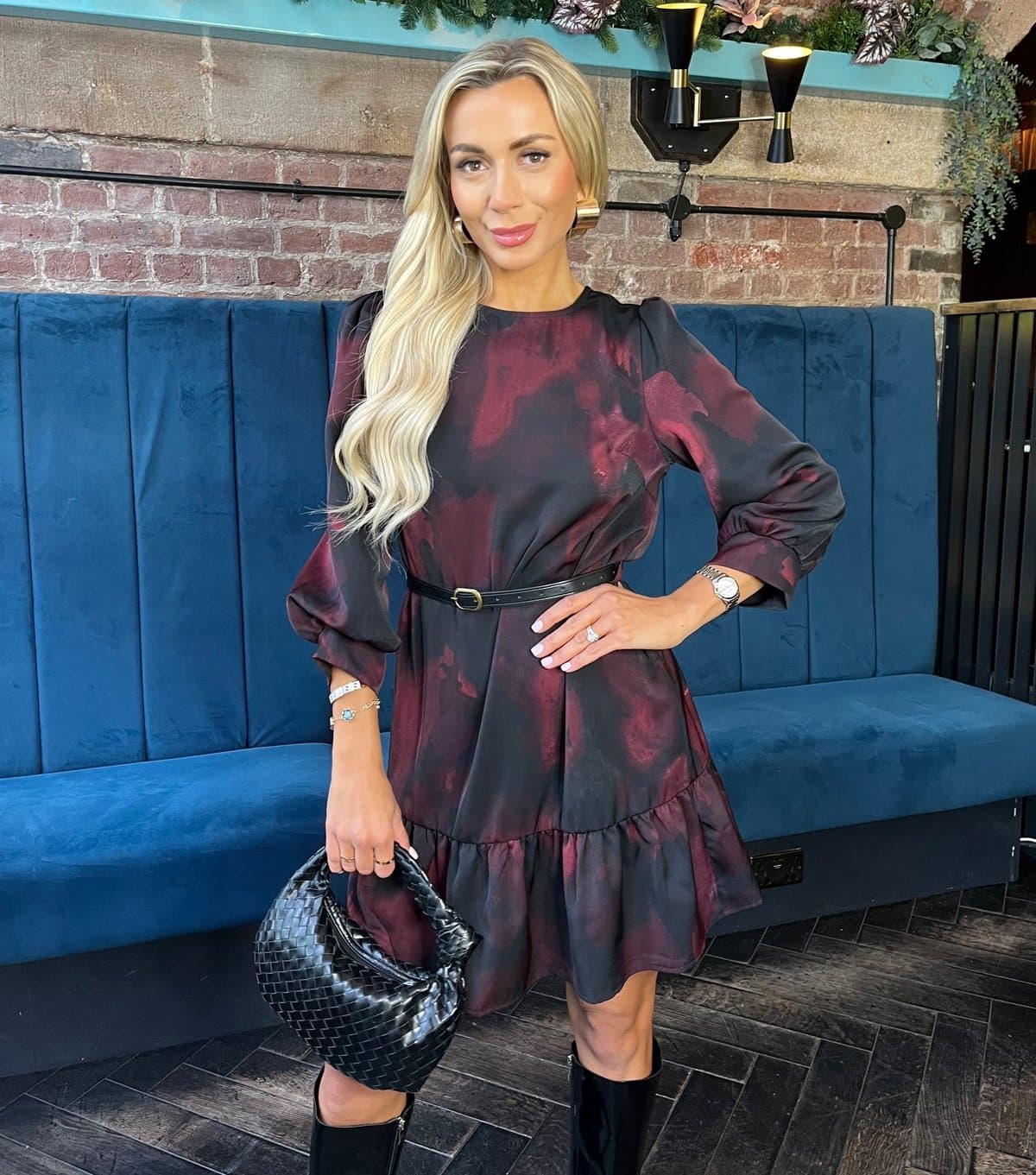 AX Paris Women's Dark Purple Printed Frill Hem Mini Dress AX Paris New Look