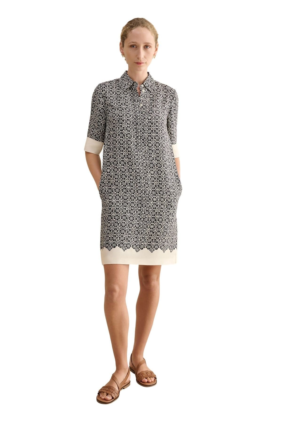 Hobbs London Black & White Printed Mini Dress