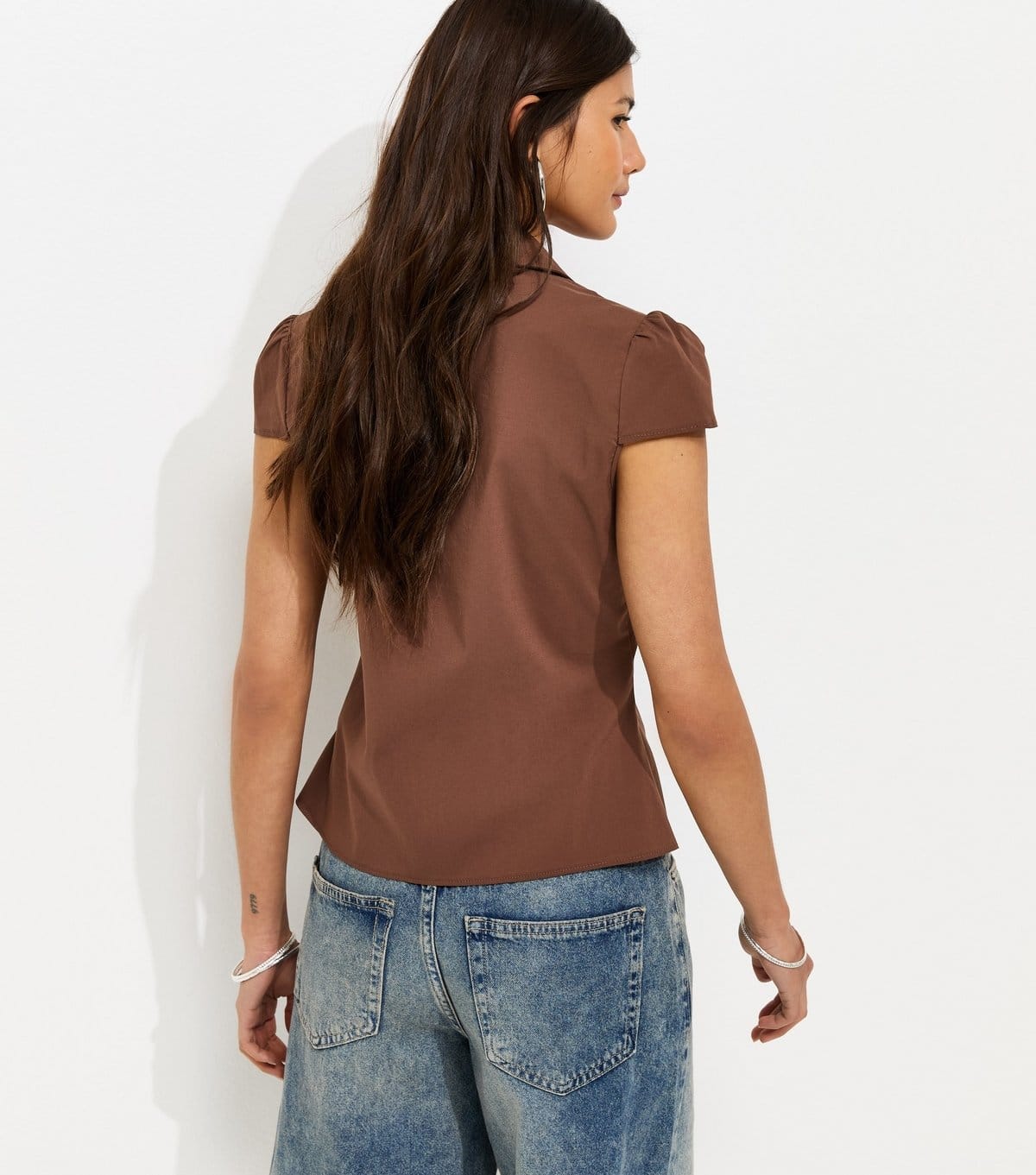 New Look Women's Brown Fitted Double Button Shirt New Look - 4