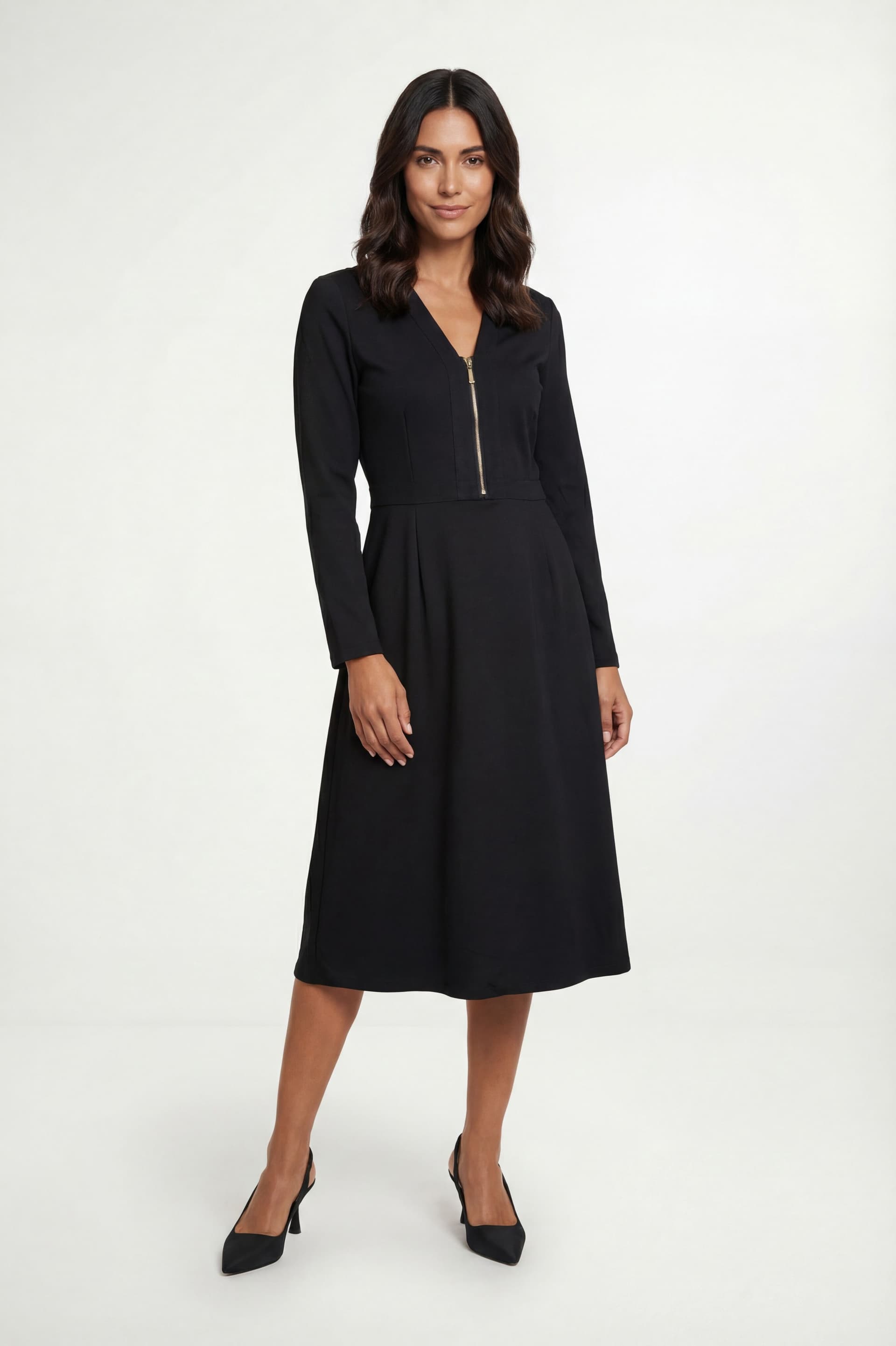 Wallis Wallis Women's Ponte Zip Midi Dress in Black