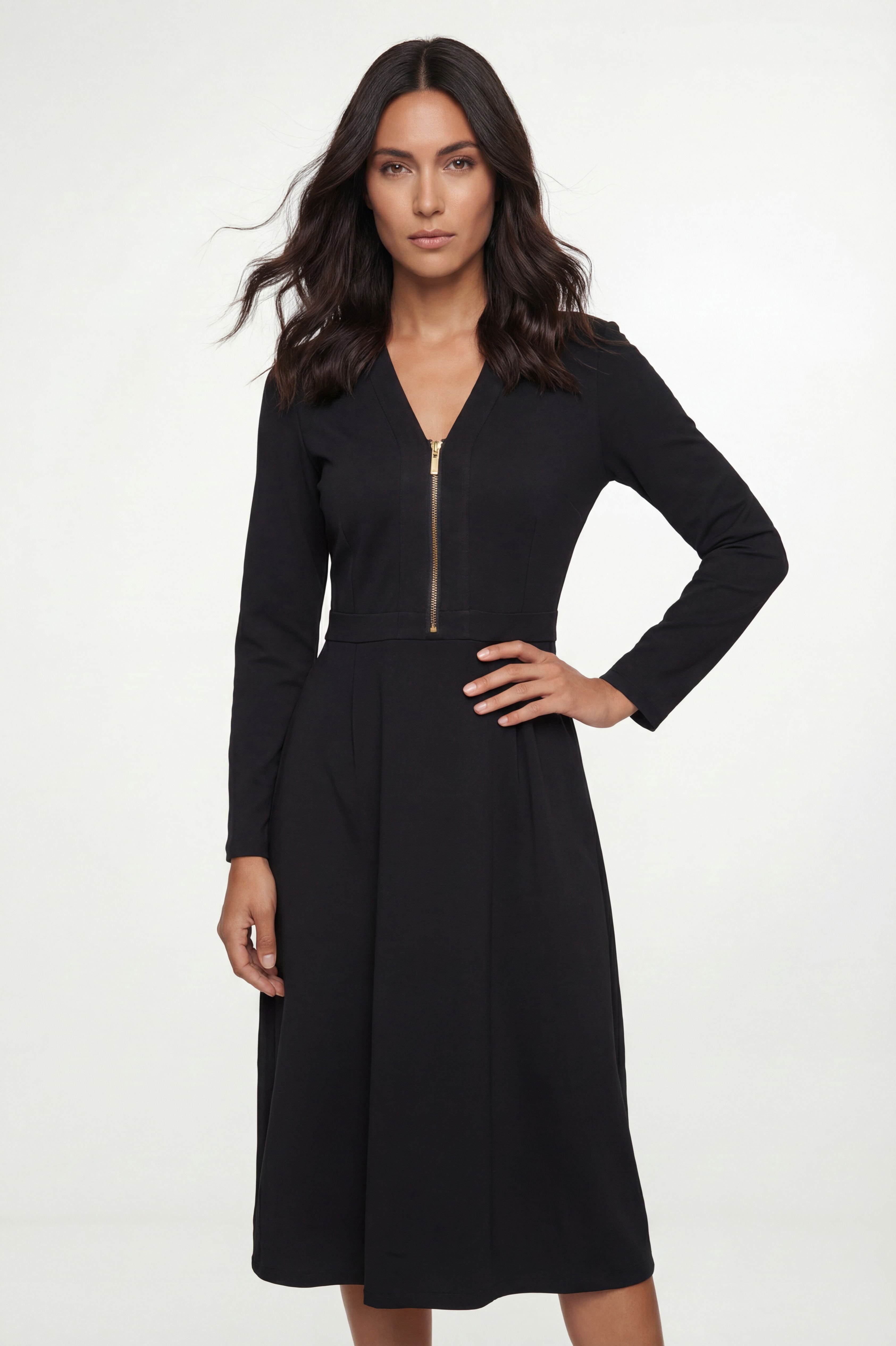 Wallis Wallis Women's Ponte Zip Midi Dress in Black - 3