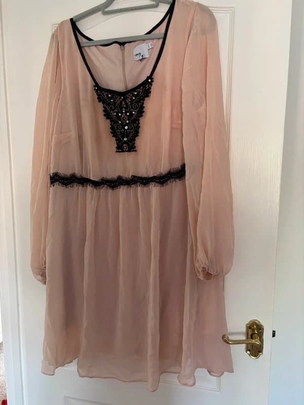 ASOS Chiffon dress with lace/gem detail on front from asos size20