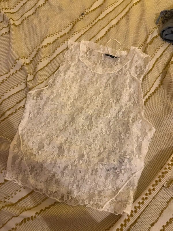 Bershka Cream Lace Crop Top