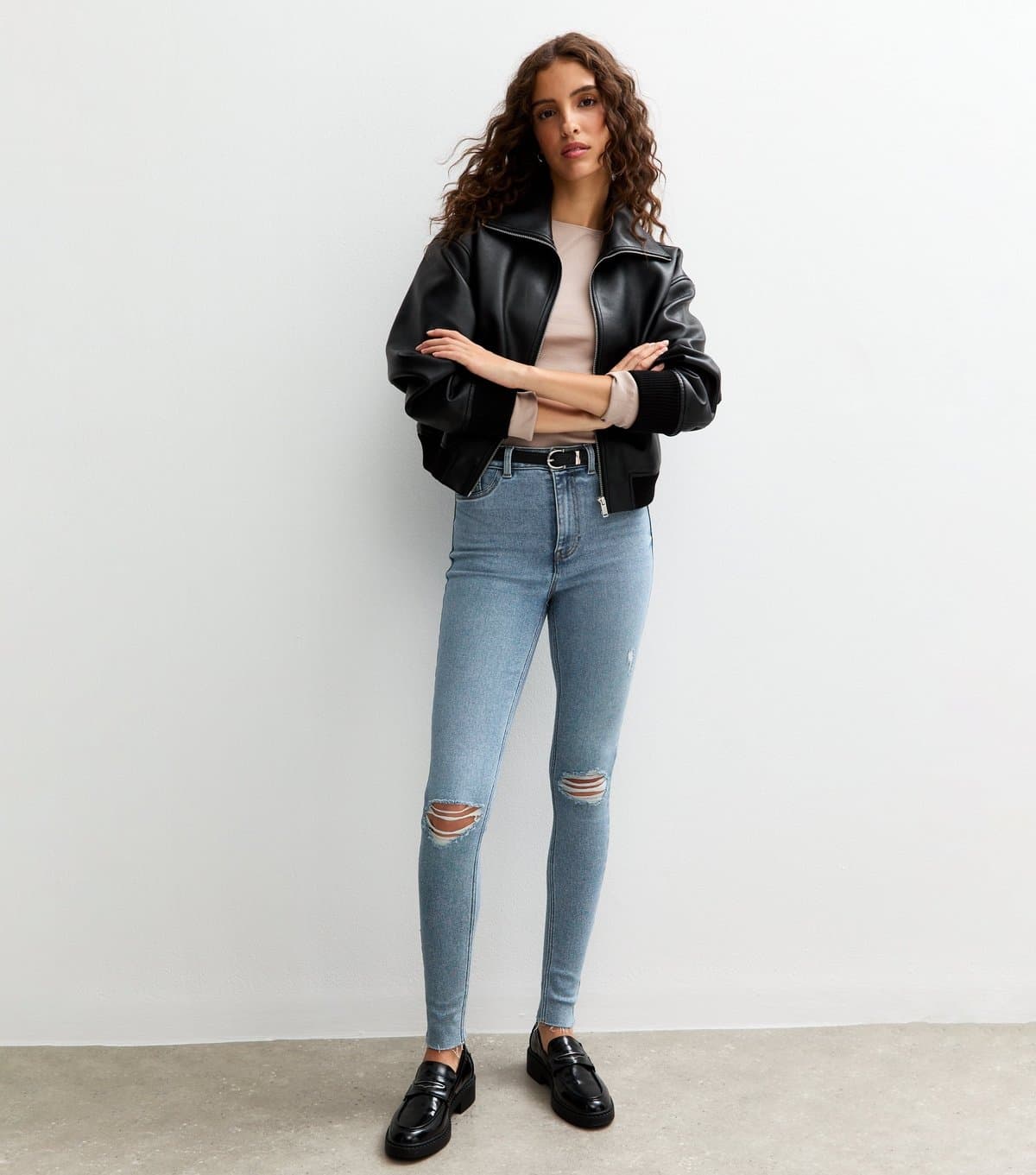 New Look Women's Tall Blue Ripped Knee Skinny Jeans New Look