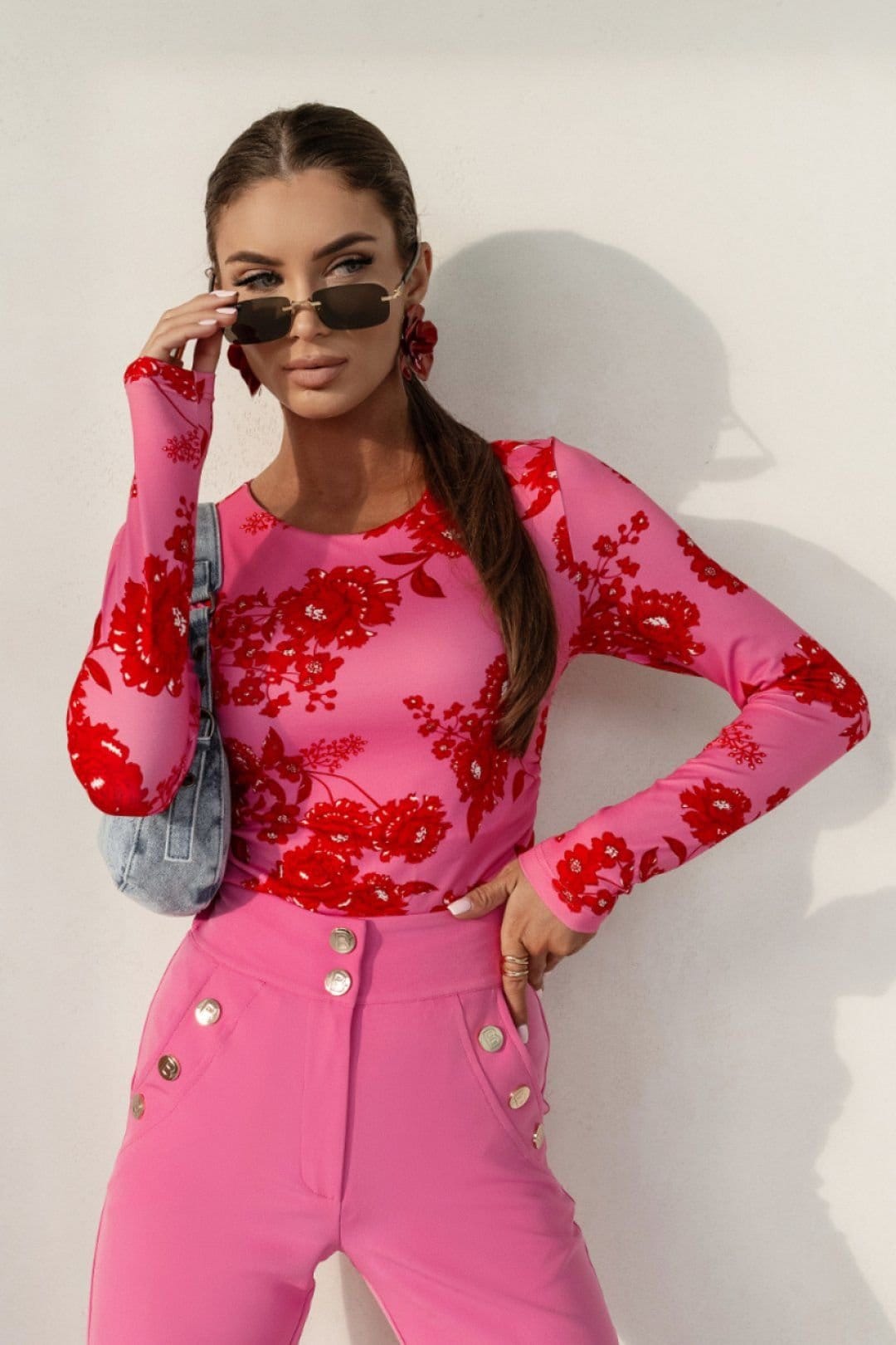 Love Lace Pink Floral Long Sleeve Blouse