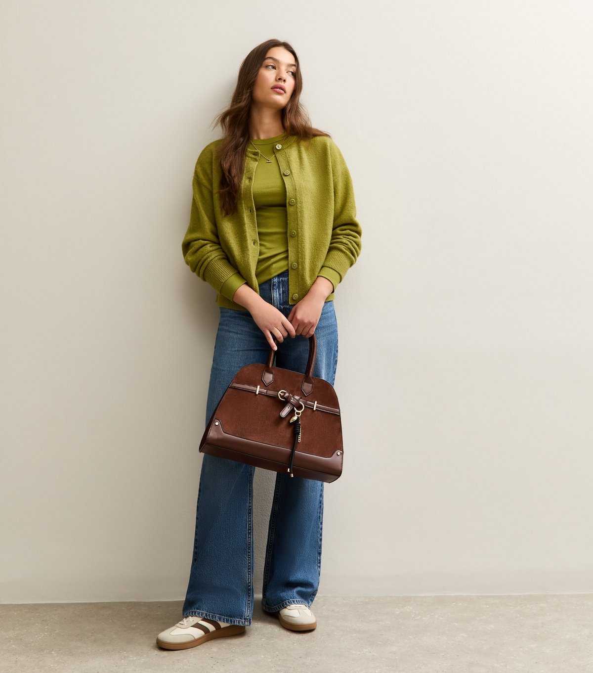 New Look Women's Light Khaki Long Sleeve Ribbed Crew Neck Top New Look - 3