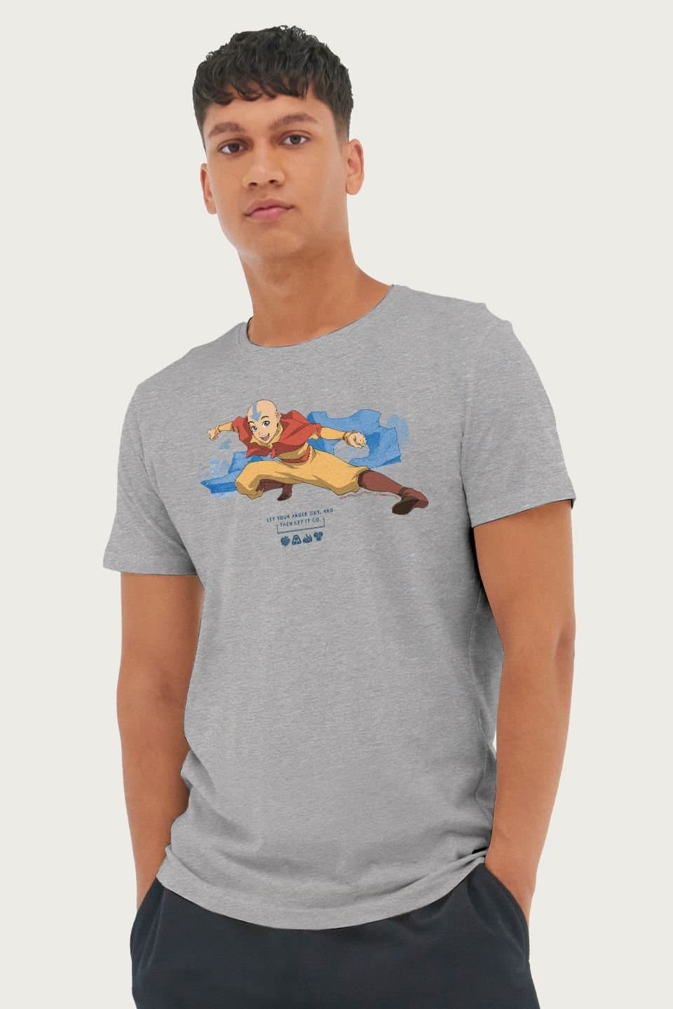 Avatar: The Last Airbender Avatar: The Last Airbender Men's Aang Let Your Anger Out Quote T-Shirt in Mid Grey