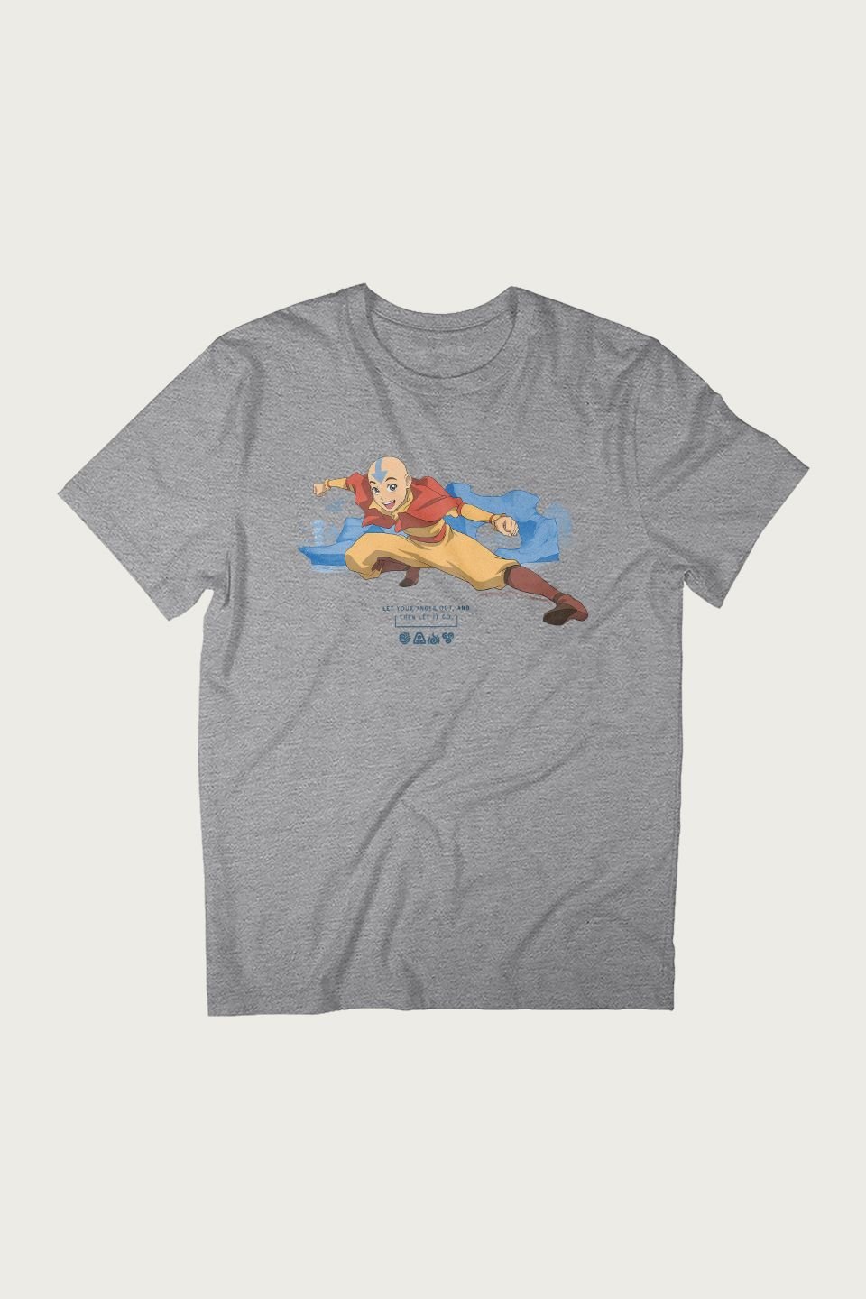 Avatar: The Last Airbender Avatar: The Last Airbender Men's Aang Let Your Anger Out Quote T-Shirt in Mid Grey - 2