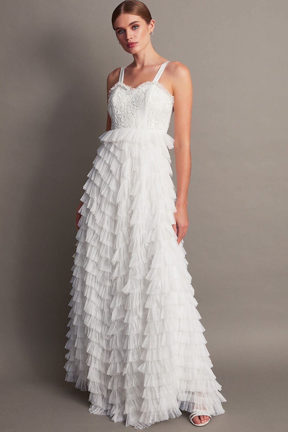 Monsoon Monsoon Women's Ellen Ruffle Maxi Bridal Dress Ivory - 2