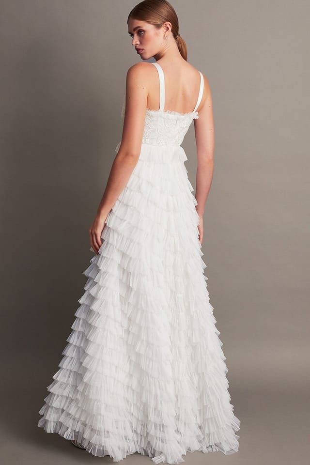 Monsoon Monsoon Women's Ellen Ruffle Maxi Bridal Dress Ivory - 2